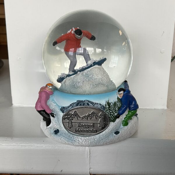 Ragged Mountain Snowboarder Snow Globe