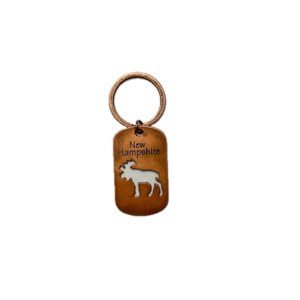 New Hampshire Copper Moose Tag Keychain